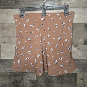 h&m floral brown mini skirt